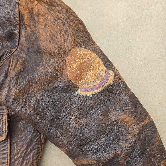 Vintage Leather Flight Bomber Jacket Lafayette Escadrille Squadron Sz 38 XL - Picture 5 of 16